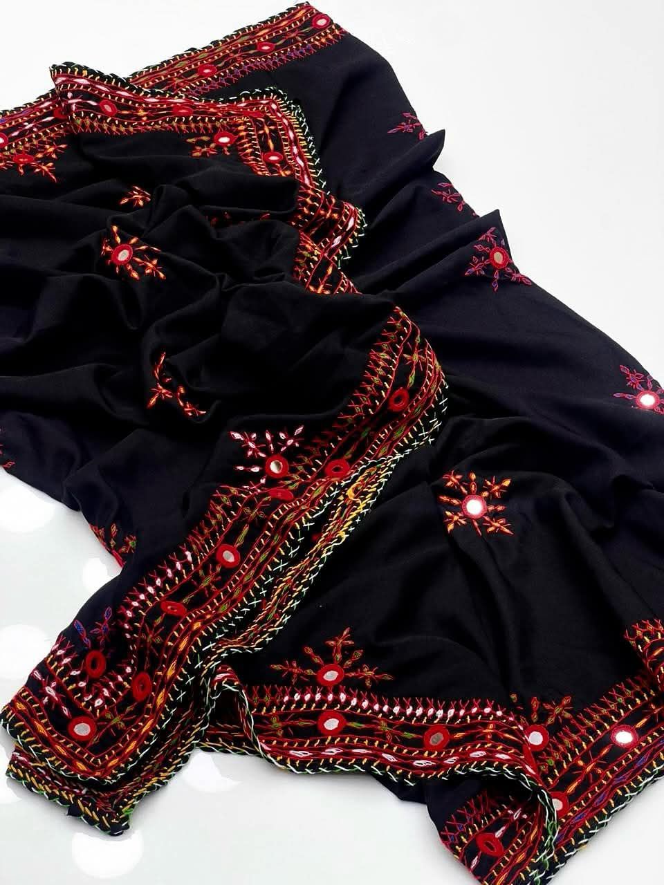 Swiss lawn Hand made Balochi 4 border 3PC Dress