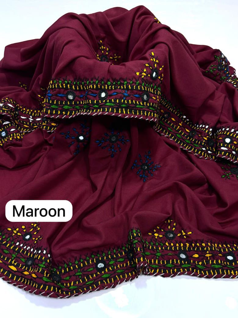 Swiss lawn Hand made Balochi 4 border 3PC Dress