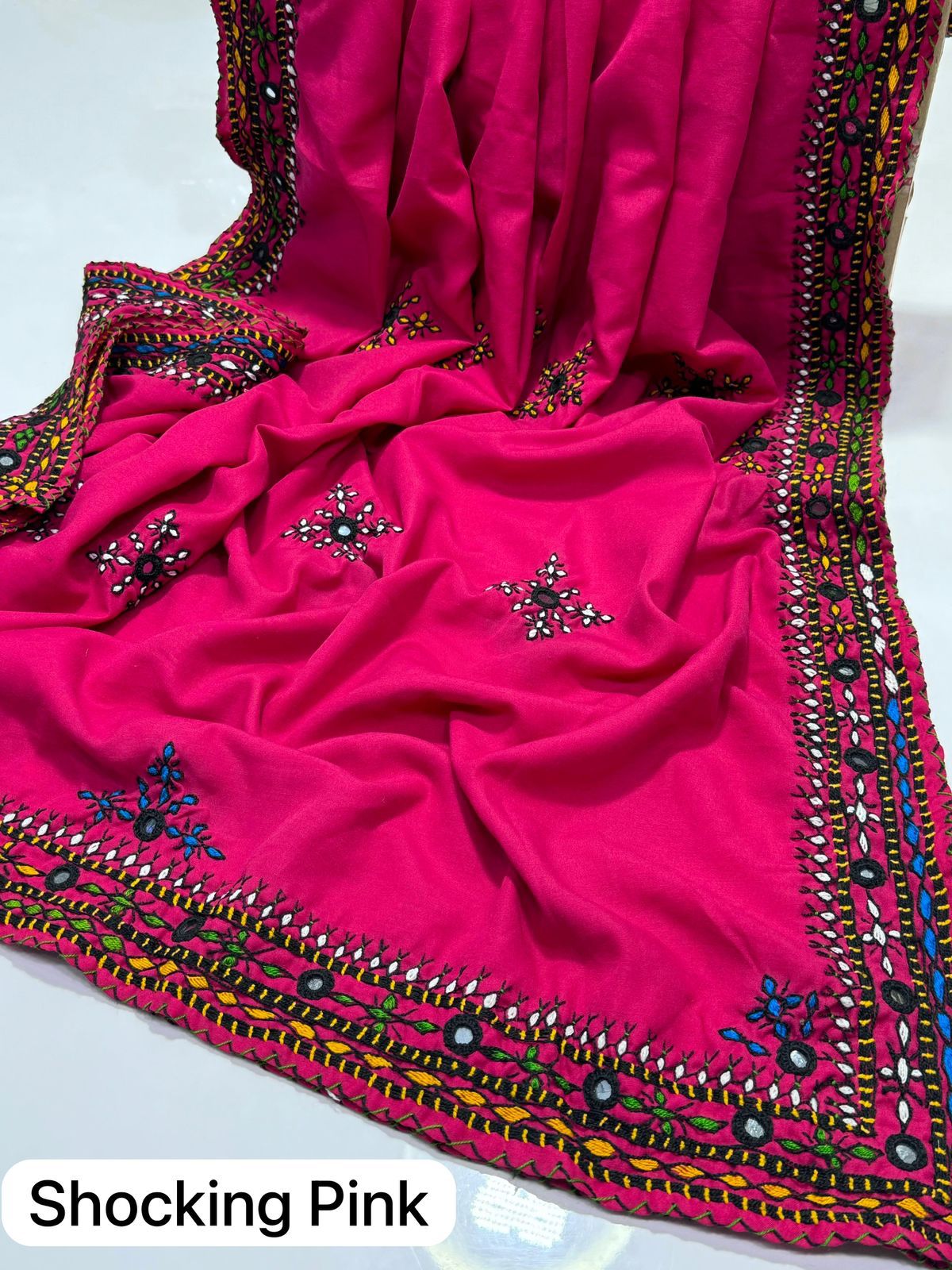 Swiss lawn Hand made Balochi 4 border 3PC Dress
