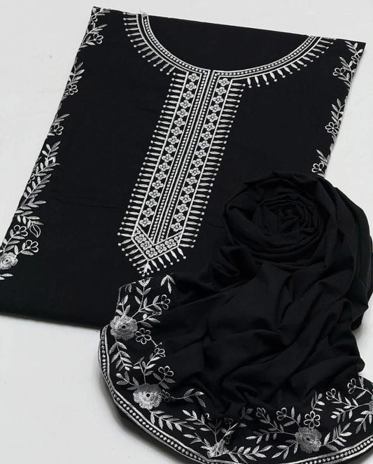 Cotton 2pcs Suit embroidery White