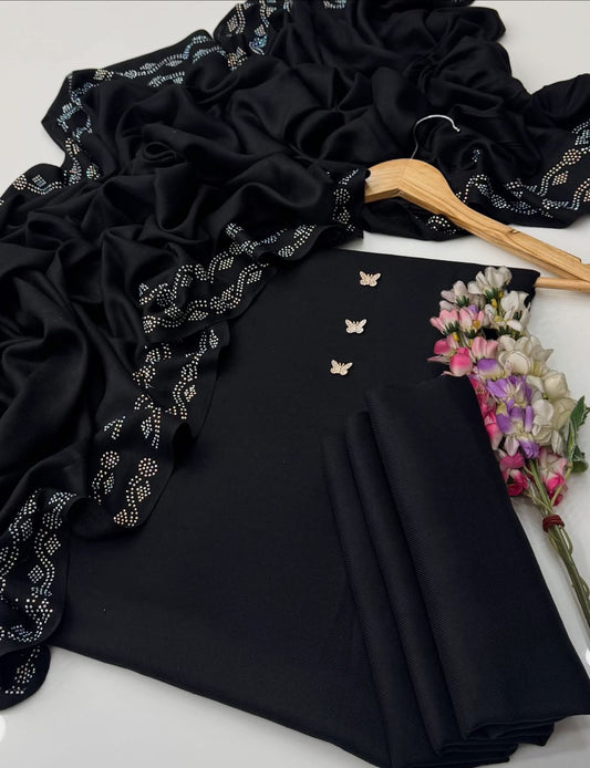 Winter Pashmina 3pc Dress black