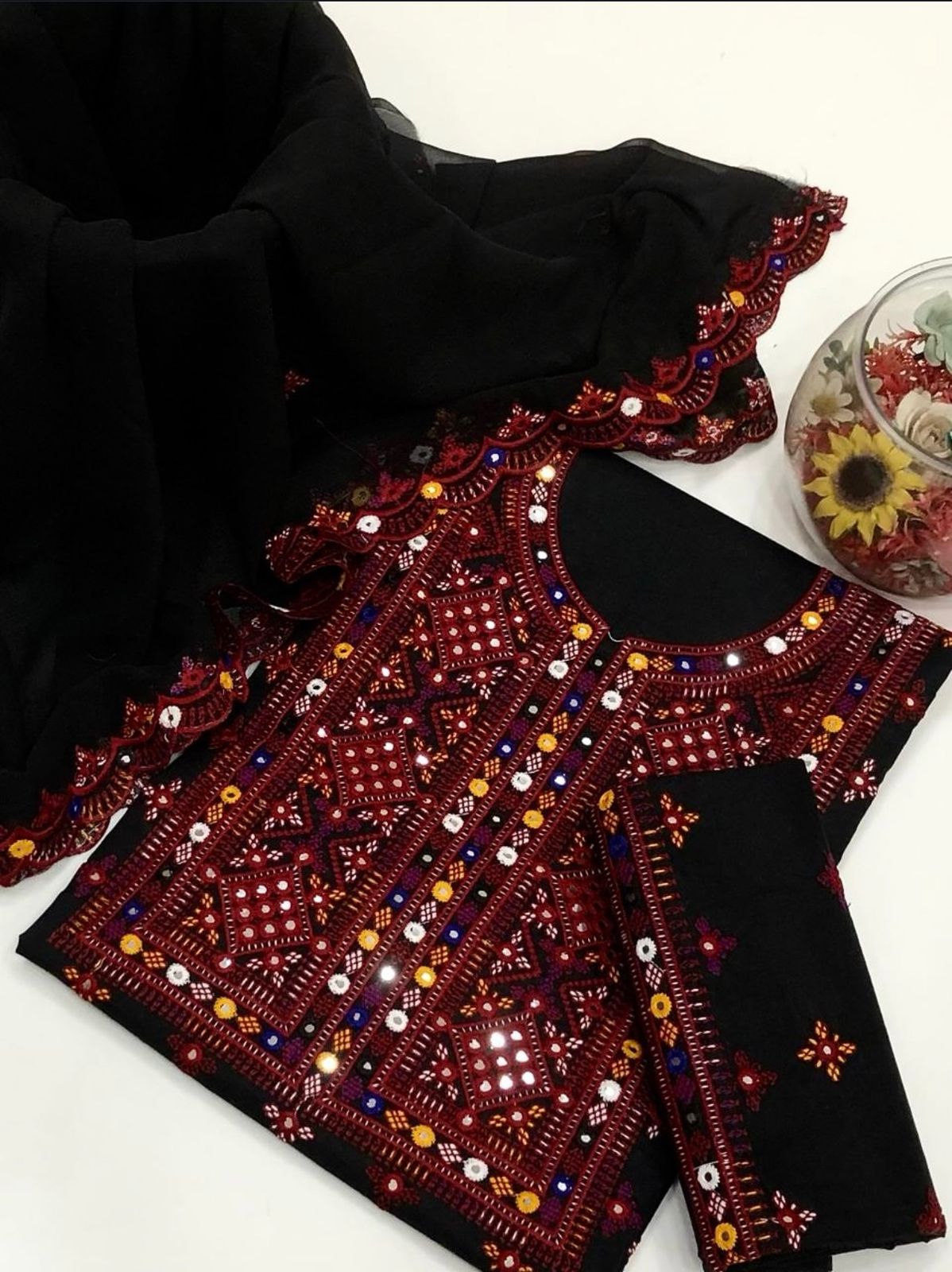 Gtm Lawn Computer Balochi Galla Daman 3PC Dress