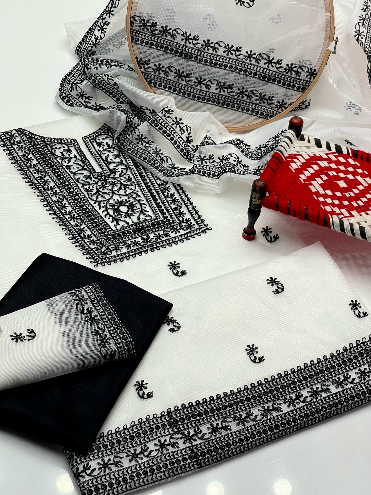 Khaddi Net Embroidered 3PC Dres
