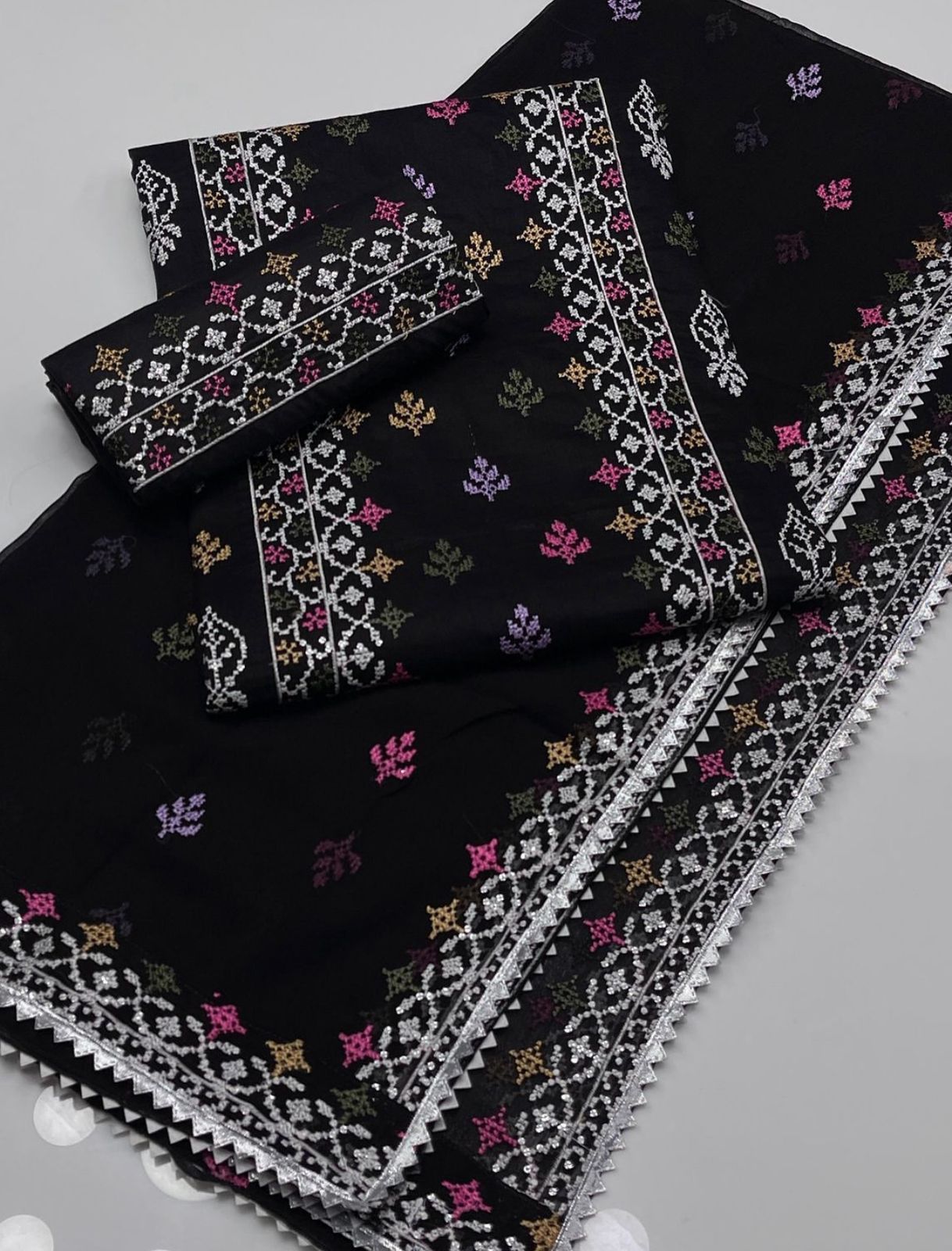 Lawn Cotton Embroidered With Sequence 3PC Dress