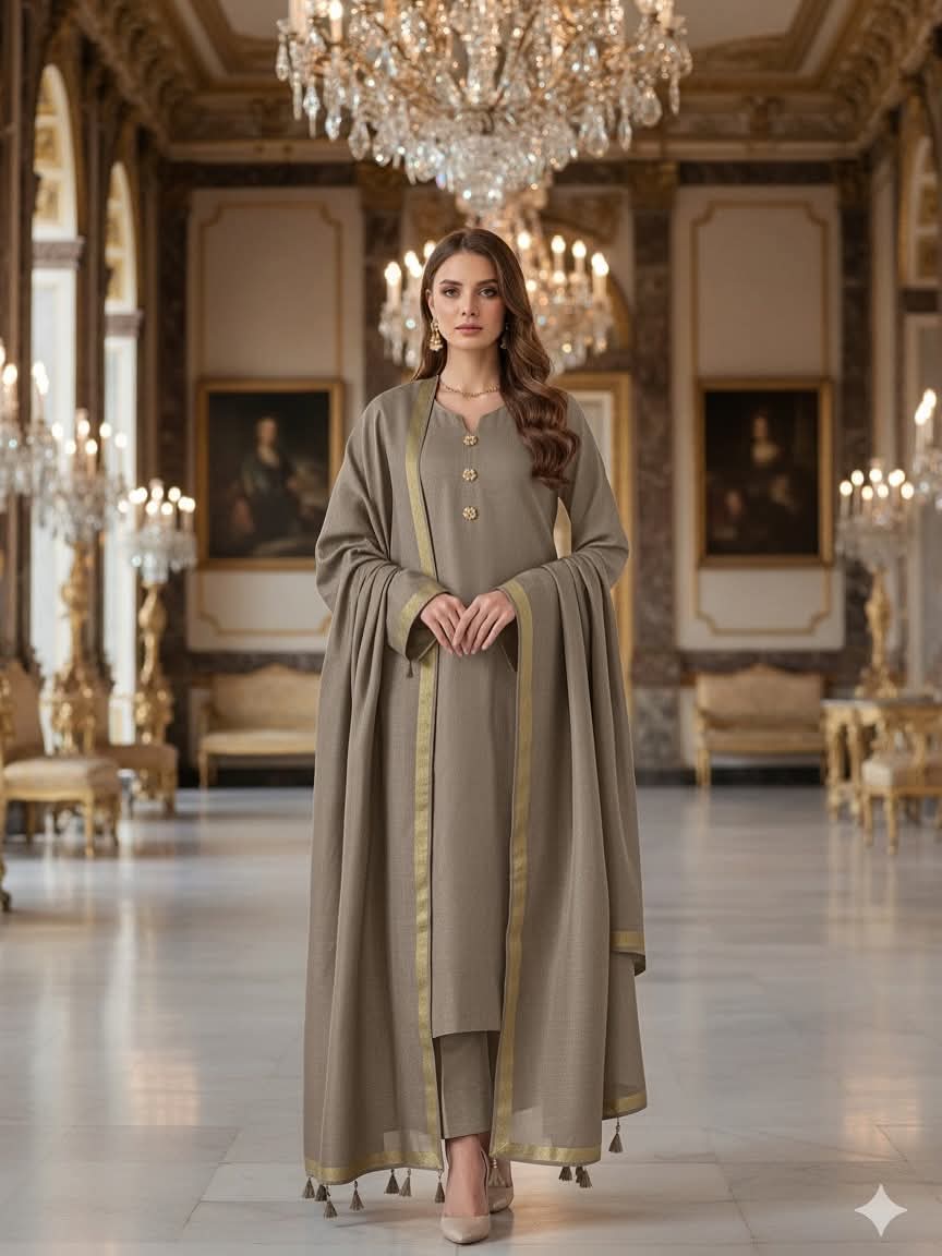 Beautiful Excelent Quality Soft Pashmina Wool 3pc Dress