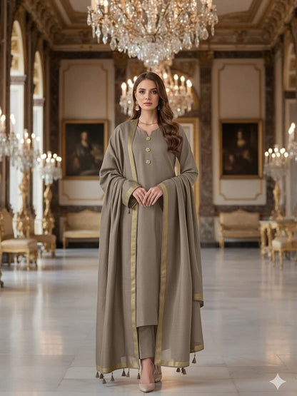 Beautiful Excelent Quality Soft Pashmina Wool 3pc Dress