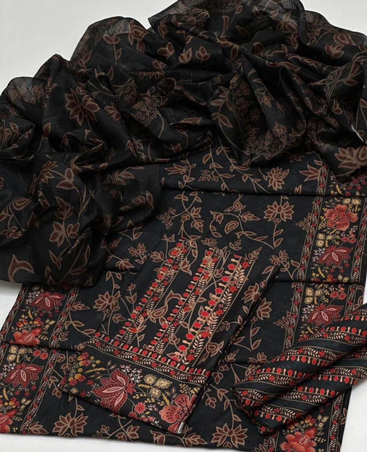 Swiss Jacquard Lawn Fabric Digital Printed 3PC Dress