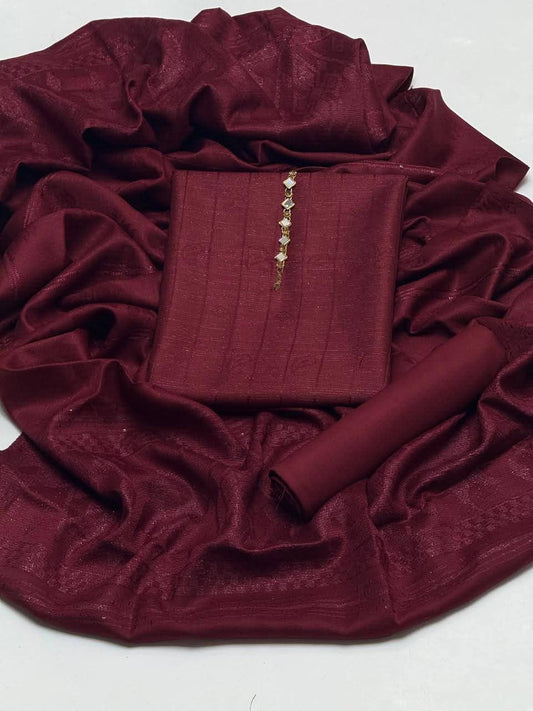 Dhanak Self Jaquard  3PC Dress