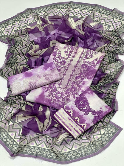 Swiss Jacquard Lawn Fabric Digital Printed 3PC Dress