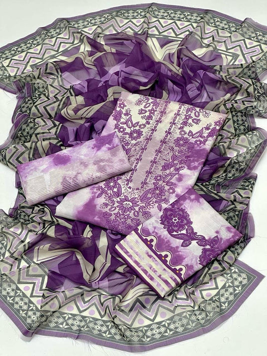 Swiss Jacquard Lawn Fabric Digital Printed 3PC Dress