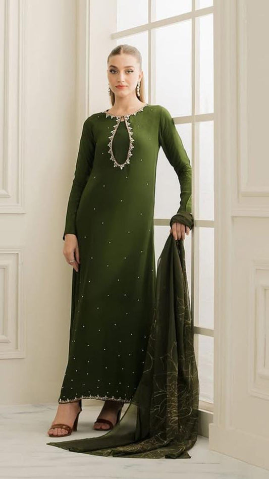 Shamoz Silk Embroidery 3PC Dress