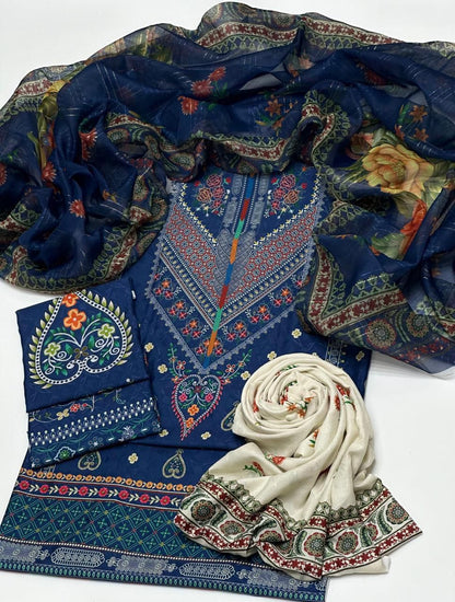 Swiss Jacquard Lawn  3PC Dress
