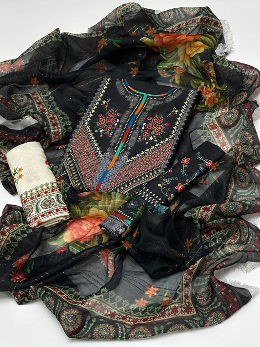 Swiss Jacquard Lawn  3PC Dress