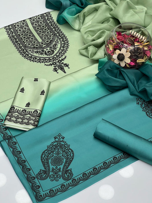 Shamoze Silk Gala Border 3PC Dress