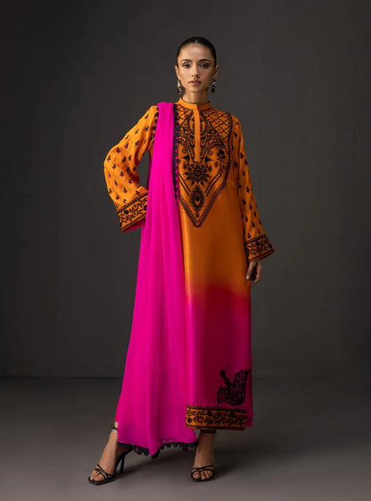 Shamoze Silk Gala Border 3PC Dress
