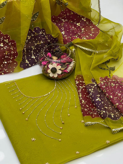 Organza Shirt With Lehria Gala Handwork 2PC Dress