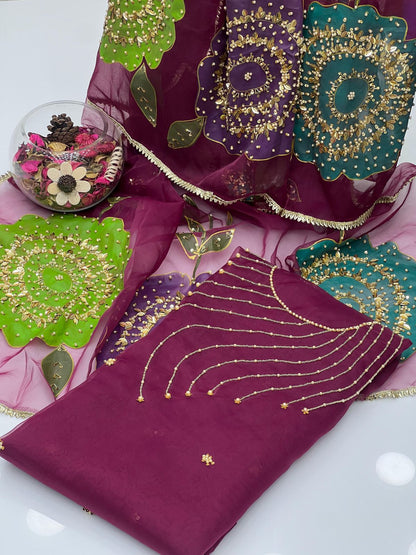 Organza Shirt With Lehria Gala Handwork 2PC Dress