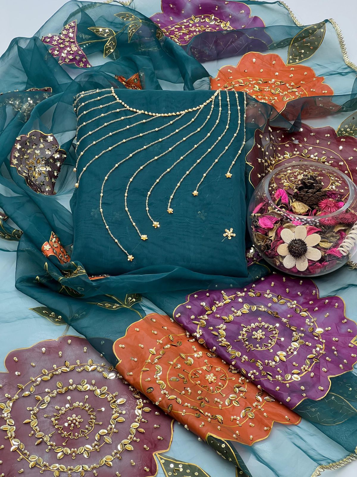 Organza Shirt With Lehria Gala Handwork 2PC Dress