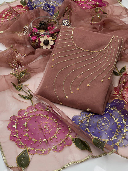 Organza Shirt With Lehria Gala Handwork 2PC Dress