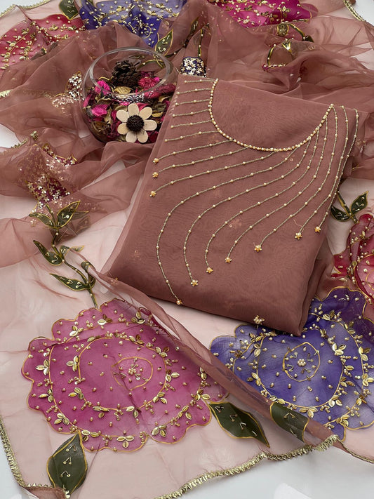 Organza Shirt With Lehria Gala Handwork 2PC Dress