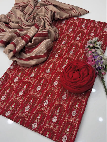 Lilen Embroidered with Thread Malti Work 3PC Dress