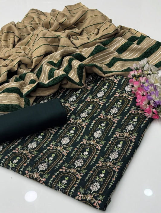 Lilen Embroidered with Thread Malti Work 3PC Dress