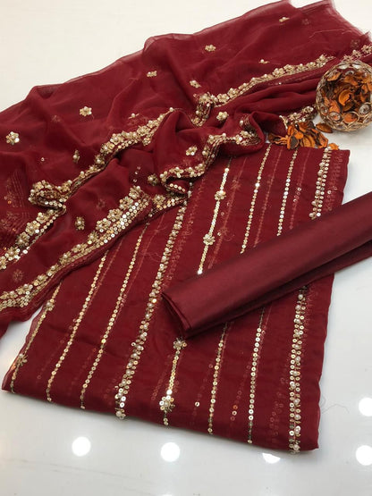 Shafon embroidered 3PC Dress