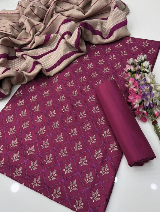 Marina Lilen Embroidery 3PC Dress