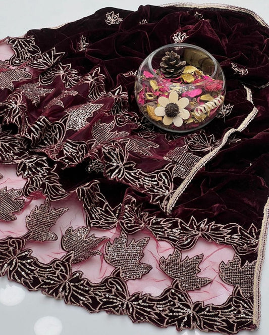 Winter Cut Work Valvet Shawl