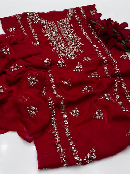 Bamber Chiffon Gota Work 2PC Dress