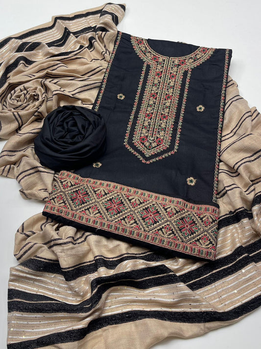 Dhanak Gala Daman computer Embroidery 3PC Dress