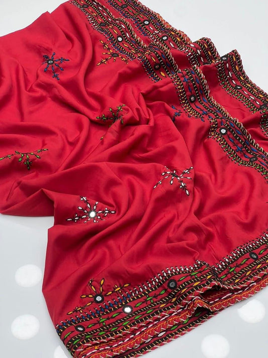 Swiss lawn Hand made Balochi 4 border 3PC Dress