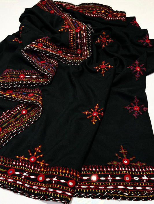 Swiss lawn Hand made Balochi 4 border 3PC Dress