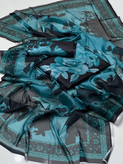 Shamoze Silk Digital Print 3pc Dress zinc