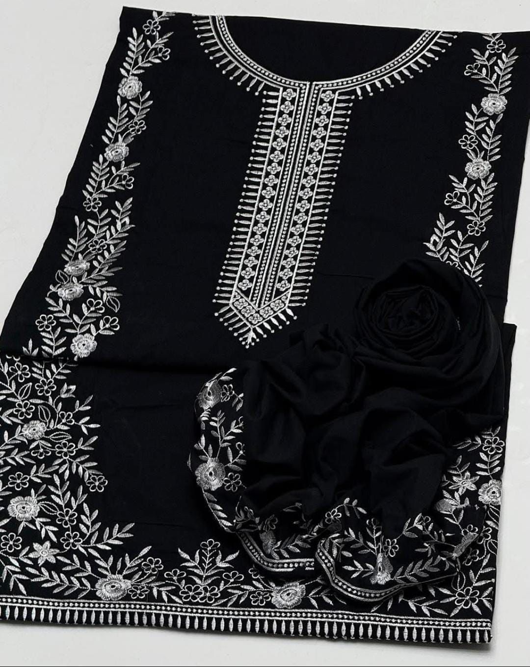 Cotton 2pcs Suit embroidery White