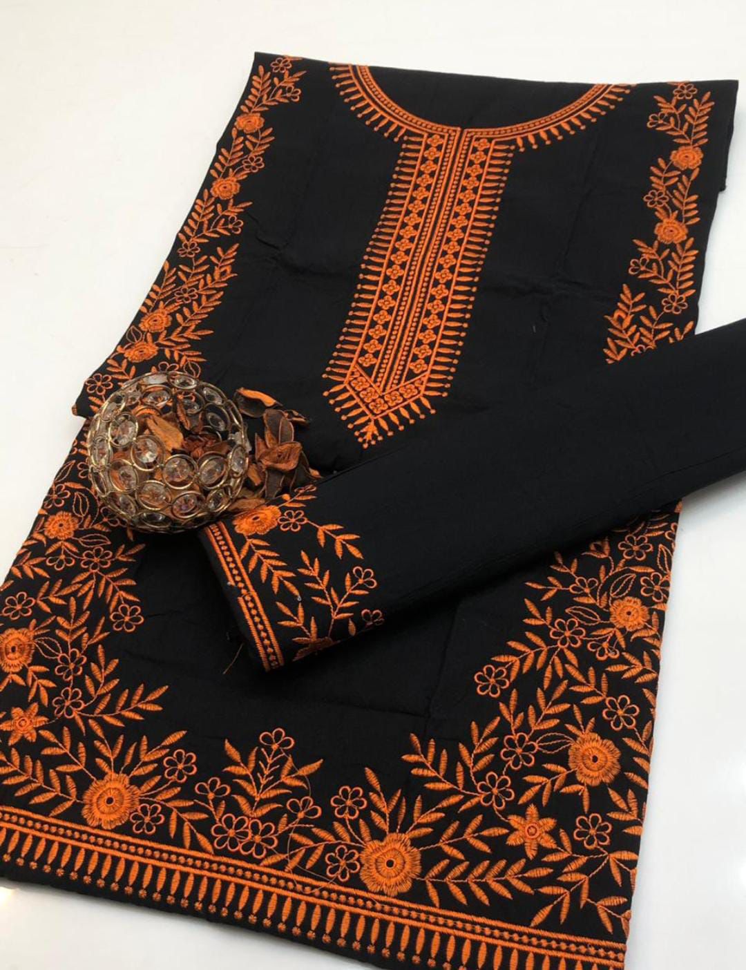 Cotton 2pcs Suit embroidery White