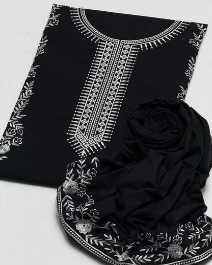 Cotton 2pcs Suit embroidery White