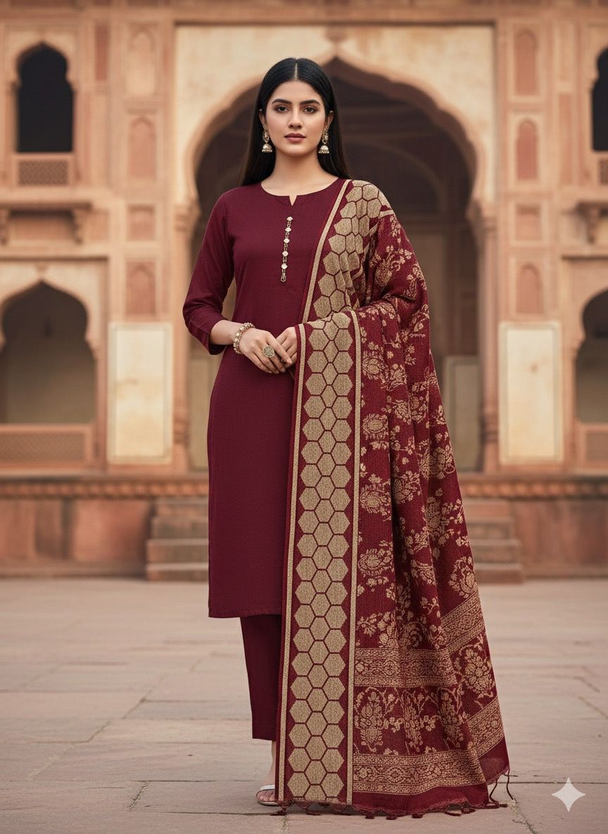 PURE PASHMINA WOOL SHAWLS 3PC DRESS