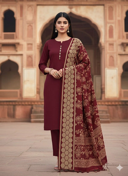 PURE PASHMINA WOOL SHAWLS 3PC DRESS