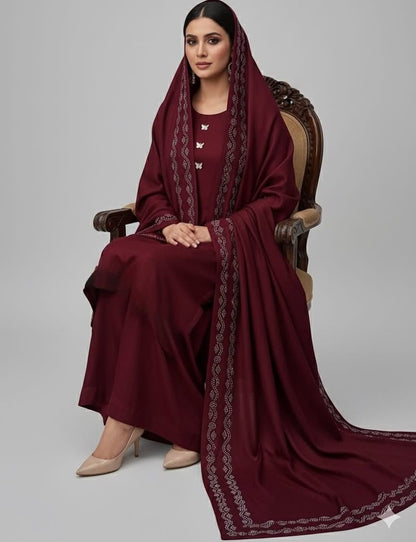 Winter Pashmina 3pc Dress Navy