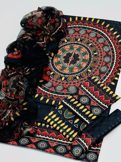 Swiss Jacquard lawn 3PC
