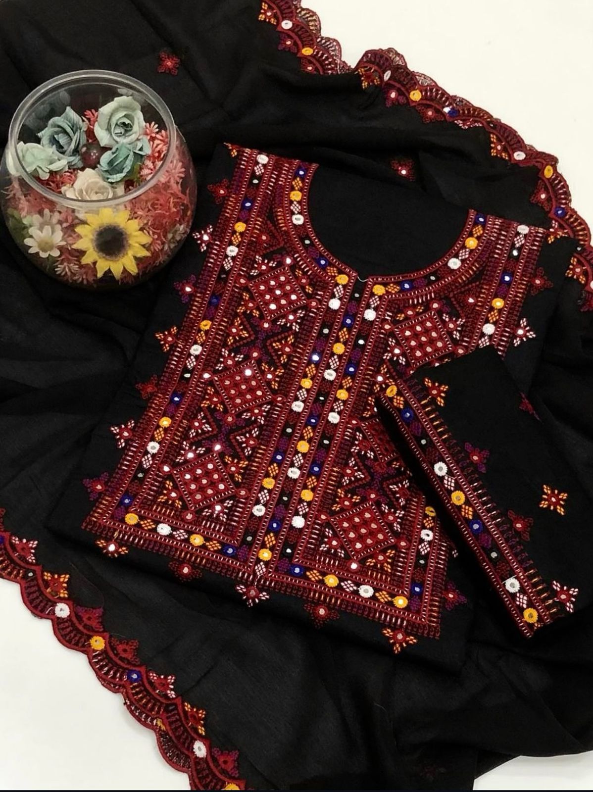 Gtm Lawn Computer Balochi Galla Daman 3PC Dress