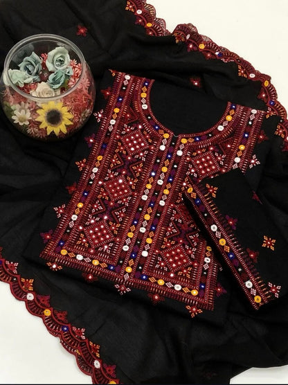 Gtm Lawn Computer Balochi Galla Daman 3PC Dress