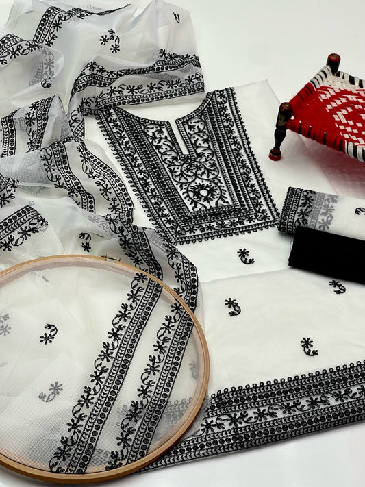 Khaddi Net Embroidered 3PC Dres