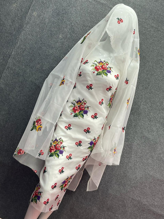 Khaddi Net Cross Stitch Multi Embroidered 3PC Dress