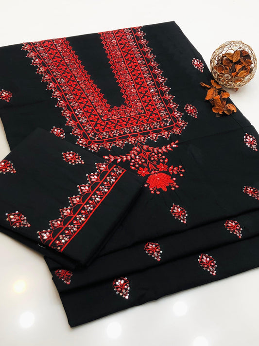 2PC Dress Sequence Embroidery Cotton