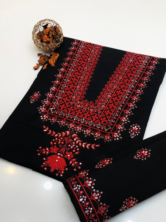 2PC Dress Sequence Embroidery Cotton