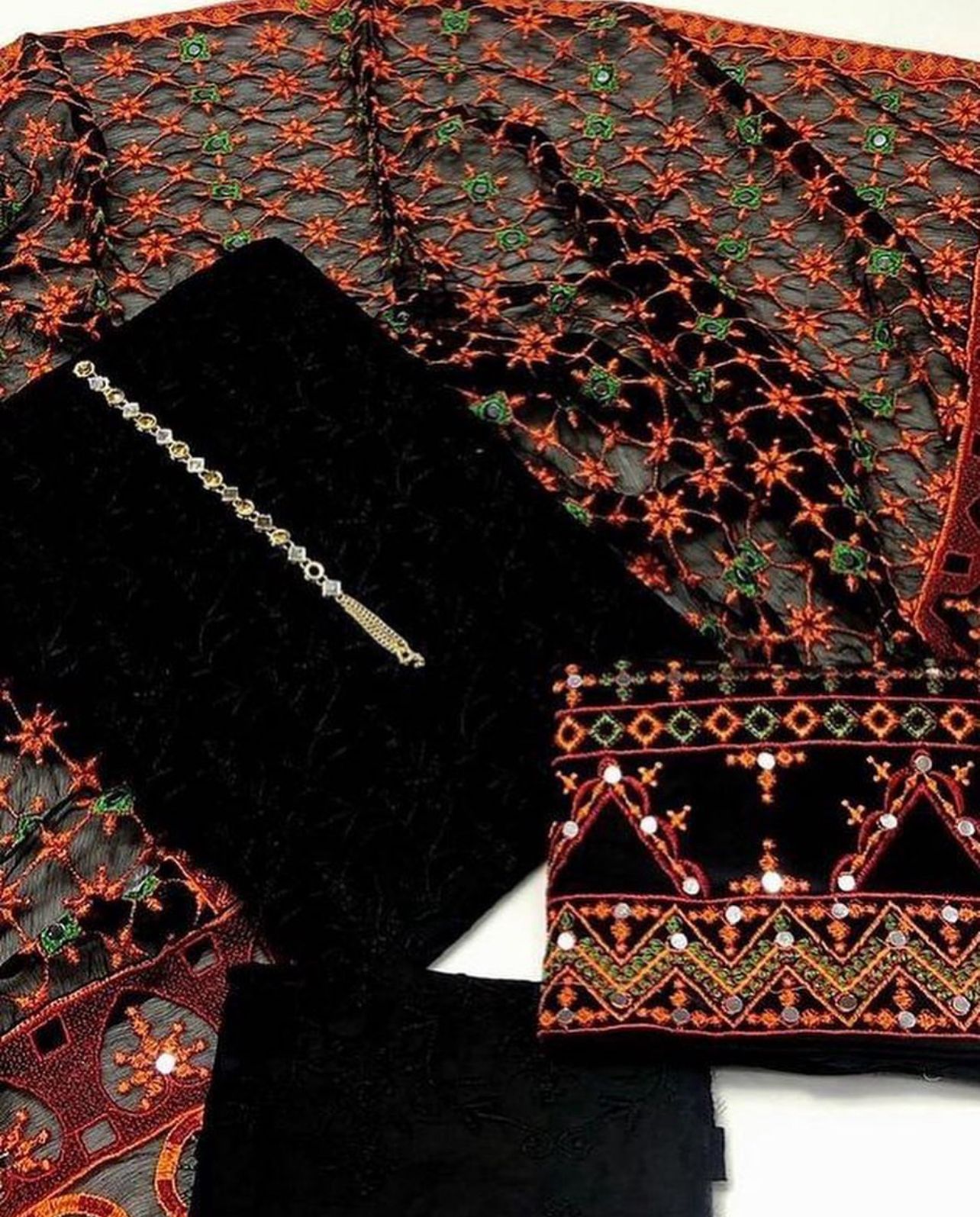 Linen viscose breeza Embroidered 3PC dress