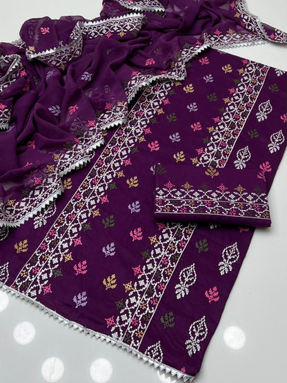 Pure Lawn Sequence Embroidered 3PC Dress
