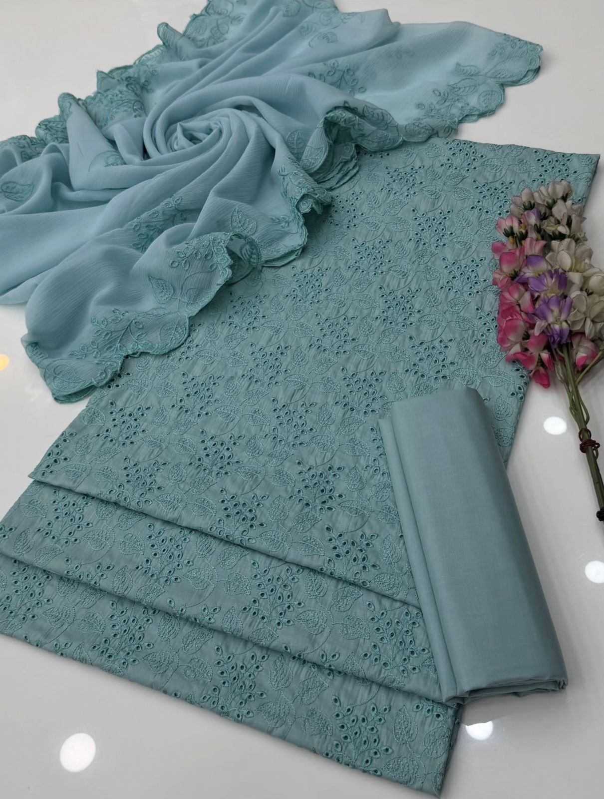 Shiffle Chikankari Jaal Lawn 3PC Dress